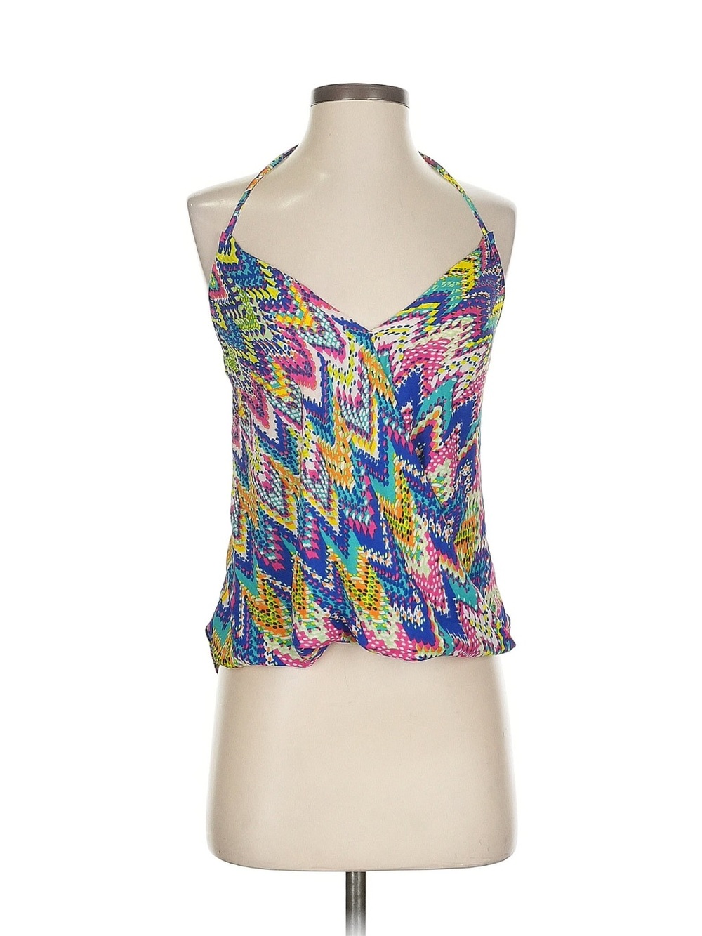 Multicolor Zigzag Halter Tank Top